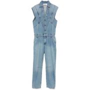 Denim Jumpsuit met Paneeldesign Ba&Sh , Blue , Dames