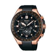 Zwarte Siliconen Solar GPS Horloge Seiko , Black , Heren