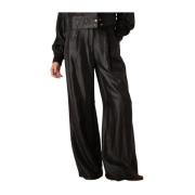 Zwarte Twill Shine Broek Aaiko , Black , Dames