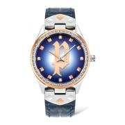 Blauw Leren Kwarts Analoge Horloge Police , Blue , Dames