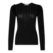 Zwarte longsleeve top met cut-out details Circus Hotel , Black , Dames