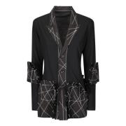 Geborduurde Willekeurige Jas Yohji Yamamoto , Black , Dames