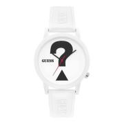 Wit Hars Kwarts Analoog Horloge Guess , White , Unisex