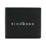 Leren portemonnee met logo John Richmond , Black , Heren