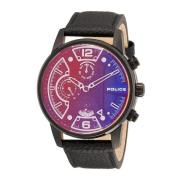 Zwarte Leren Horloge met Datumfunctie Police , Black , Heren