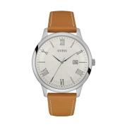 Bruin Leren Analoog Horloge Guess , Brown , Heren