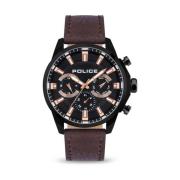 Rode Leren Quartz Horloge Police , Red , Heren