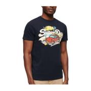 Grafische Eclipse Zomer Vibes T-shirt Superdry , Black , Heren