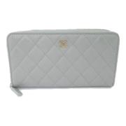 Pre-owned Leather wallets Chanel Vintage , Gray , Dames