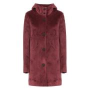 Bordeaux Velvet Parka met Capuchon RRD , Red , Dames