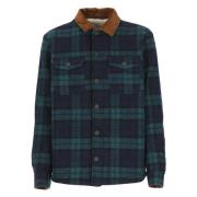 Blauwe Wollen Overshirt met Tartan Patroon Saint Barth , Blue , Heren