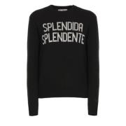 Zwarte Crew Neck Sweater met Splendida Borduurwerk Saint Barth , Black...