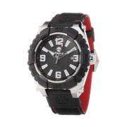 Zwarte Leren Quartz Analoge Horloge Timberland , Black , Heren