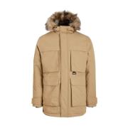 Winddichte Parka Jas met Bont Capuchon Jack & Jones , Brown , Heren