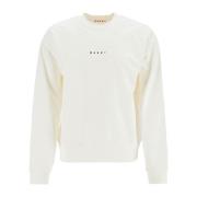 Katoenen Crewneck Sweatshirt met Logoprint Marni , White , Heren