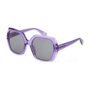 Lila Wijzerplaat Grijs Glas Zonnebril Vrouwen Furla , Purple , Dames