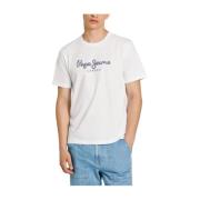 Heren Ronde Hals T-shirt Pepe Jeans , White , Heren