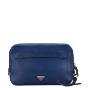 Pre-owned Leather clutches Prada Vintage , Blue , Dames