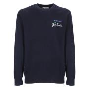 Blauwe Crew Neck Sweater met Money Gin Borduurwerk Saint Barth , Blue ...