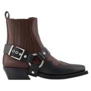 Leather boots Ganni , Brown , Dames