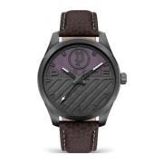 Zwarte Leren Band Kwarts Analoog Horloge Police , Brown , Heren