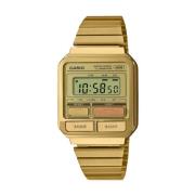 Gouden Stalen Digitaal Kwarts Horloge Casio , Yellow , Dames