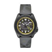 Zwarte Siliconen Automatisch Sporthorloge Seiko , Black , Heren