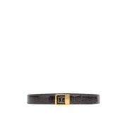 Krokodillenleren Riem met Gouden Gesp Saint Laurent , Brown , Dames