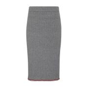 Kasjmier Pencil Rok, Geribbeld Breisel, Knielengte Thom Browne , Gray ...