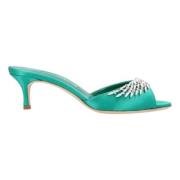 Silk heels Manolo Blahnik , Green , Dames