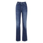 Denim Katoenen Jeans met Rits Sluiting Dondup , Blue , Dames