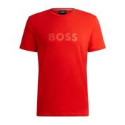 Heren Logo Print Katoenen T-shirt Hugo Boss , Red , Heren