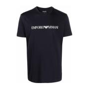 Blauwe Katoenen T-shirts en Polos Emporio Armani , Blue , Heren