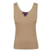 Rib Tank Mouwloze Top Ralph Lauren , Beige , Dames