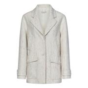 Witte Tweed Oversized Blazer Buitenkleding Drumohr , White , Dames