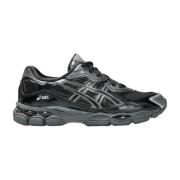 Sneakers met Mesh- en Metallic Panelen Asics , Black , Heren