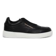 Zwarte leren sneakers met logo Giuliano Galiano , Black , Heren