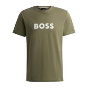 Heren Logo Print Katoenen T-Shirt Hugo Boss , Green , Heren