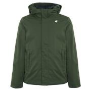 Korte waterdichte twill jas met capuchon K-Way , Green , Heren