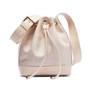 Stijlvolle Bucket Bag met Gouden Logo N21 , Beige , Dames