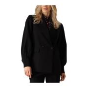 Zwarte Puff Blazer Lavina Stijl Freebird , Black , Dames