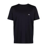 Blauw Katoen Logo Detail T-shirt C.p. Company , Blue , Heren