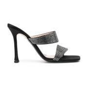 Zwarte platte schoenen met diamantdetail N21 , Black , Dames