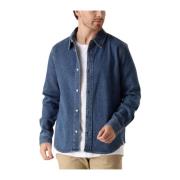 Slim Denim Overshirt Stijlvol Donkerblauw Calvin Klein , Blue , Heren