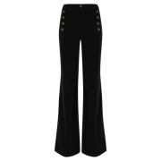 Zwarte katoenen fluwelen gestreepte broek Twinset , Black , Dames