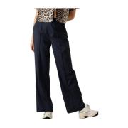 Donkerblauwe Pinstripe Straight Broek Colourful Rebel , Blue , Dames