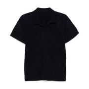 Navy Blue Plissé Polo Shirt Issey Miyake , Blue , Heren