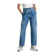 Blauwe Utility Tapered Jeans Pepe Jeans , Blue , Dames