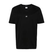 Zwart Katoen Logo Detail T-shirt C.p. Company , Black , Heren