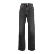 Tijdloze high-waisted straight jeans Brunello Cucinelli , Black , Dame...